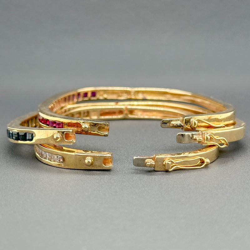 Estate 14K Y Gold 6.44cttw Ruby & Sapphire & 2.59cttw G/VS2-SI1 Diamond Set of 3 Bracelets - Walter Bauman Jewelers