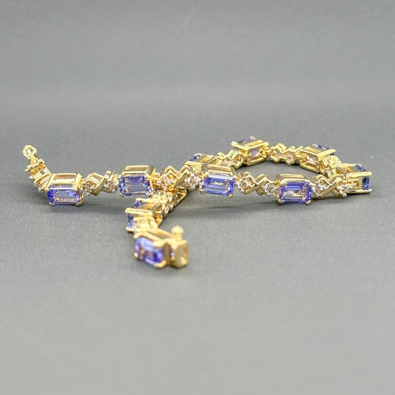 Estate 14K Y Gold 7.04cttw Tanzanite & 0.66cttw Fancy Light Brown/SI2 Diamond Bracelet - Walter Bauman Jewelers