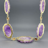 Estate 14K Y Gold 85cttw Carved Peaches & Plums Amethyst Necklace - Walter Bauman Jewelers