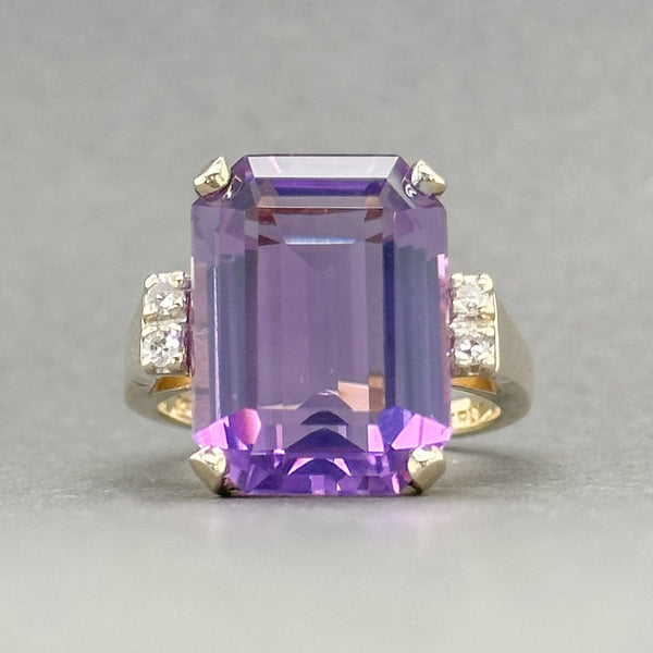 Estate 14K Y Gold 9.76ct Amethyst & 0.14cttw H-I/VS2 Diamond Cocktail Ring - Walter Bauman Jewelers