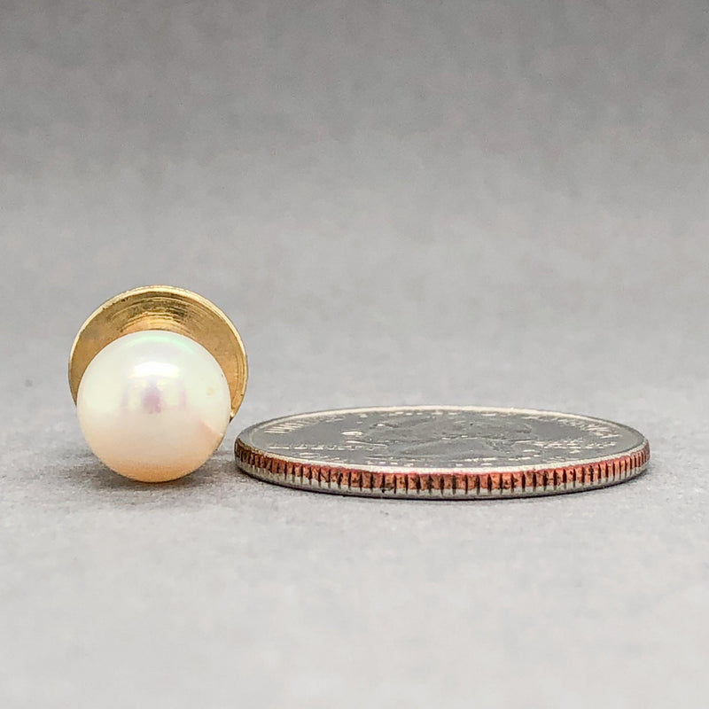 Estate 14K Y Gold Akoya 8.5mm Cultured Pearl Tie Tack - Walter Bauman Jewelers