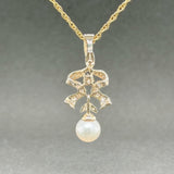 Estate 14K Y Gold Akoya Pearl & 0.51ctw H-I/SI1-2 Diamond Pendant - Walter Bauman Jewelers