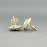 Estate 14K Y Gold Ceramic Daisy Stud Earrings - Walter Bauman Jewelers