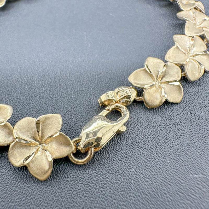 Estate 14K Y Gold Flower Link Bracelet - Walter Bauman Jewelers
