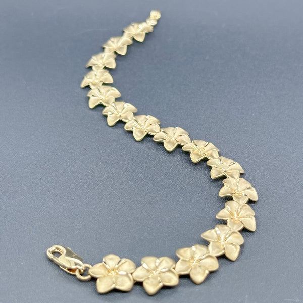 Estate 14K Y Gold Flower Link Bracelet - Walter Bauman Jewelers