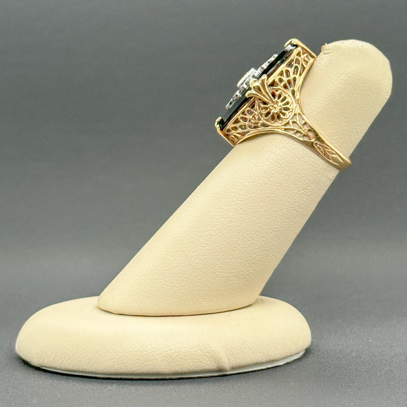 Estate 14K Y Gold Onyx & 0.03cttw H-I/SI2 Diamond Ring - Walter Bauman Jewelers