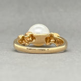 Estate 14K Y Gold Pearl & 0.08ctw H/SI2-I1 Diamond Ring - Walter Bauman Jewelers