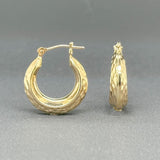 Estate 14K Y Gold Textured 16.66mm Hoop Earrings - Walter Bauman Jewelers