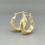 Estate 14K Y Gold Textured 16.66mm Hoop Earrings - Walter Bauman Jewelers