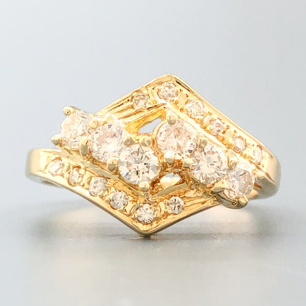 Estate 14k YG 0.45cttw H-I/SI1 Diamond Crossover Ring - Walter Bauman Jewelers