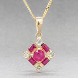 Estate 14K YG 0.70cttw Ruby & 0.08cttw H-I/SI Diamond Pendant - Walter Bauman Jewelers