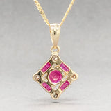 Estate 14K YG 0.70cttw Ruby & 0.08cttw H-I/SI Diamond Pendant - Walter Bauman Jewelers