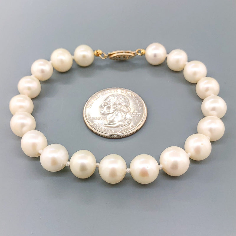 Estate 14k YG 9-9.5mm 8" Freshwater Pearl Bracelet - Walter Bauman Jewelers