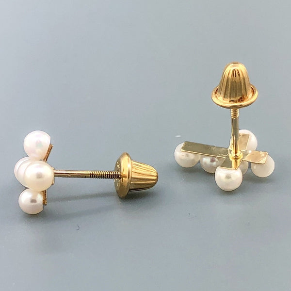 Estate 14k YG Pearl Cross Earrings - Walter Bauman Jewelers