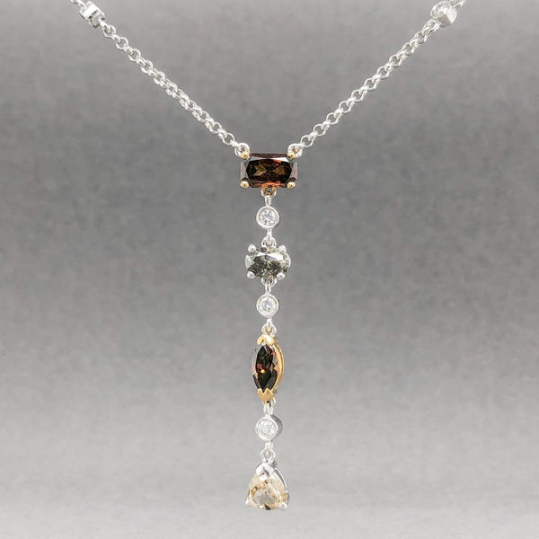 Estate 18K TT 1.86cttw Fancy Brown & G-Q/SI1-I1 Diamond Y Drop Necklace - Walter Bauman Jewelers