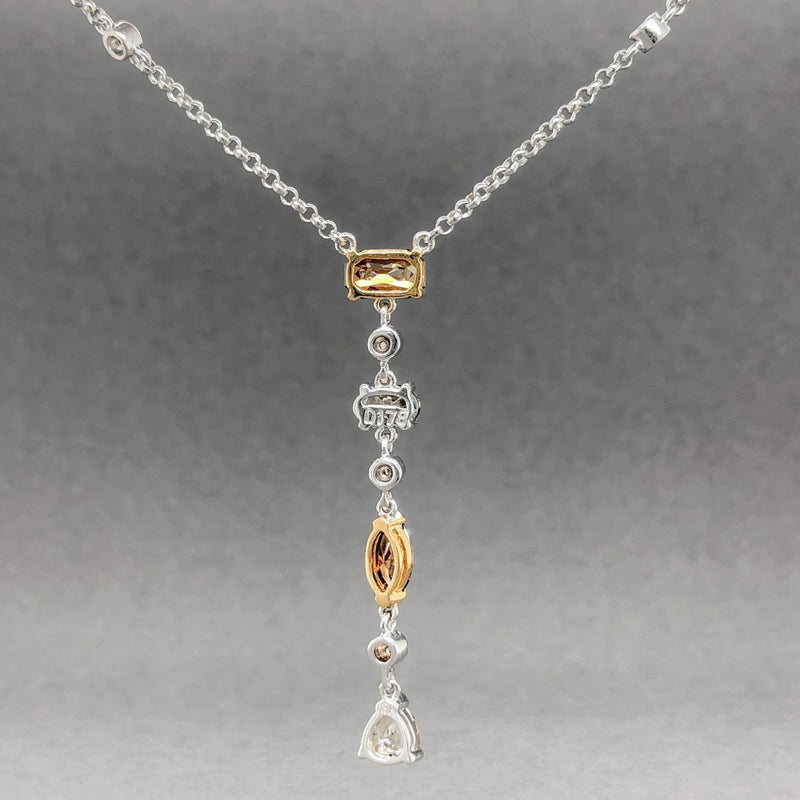 Estate 18K TT 1.86cttw Fancy Brown & G-Q/SI1-I1 Diamond Y Drop Necklace - Walter Bauman Jewelers