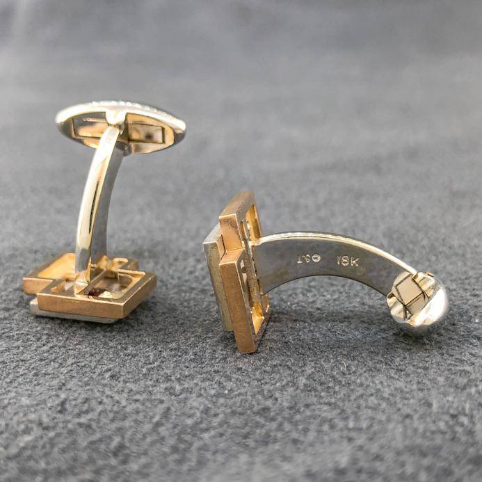 Estate 18k TT Cufflinks with Rubies - Walter Bauman Jewelers