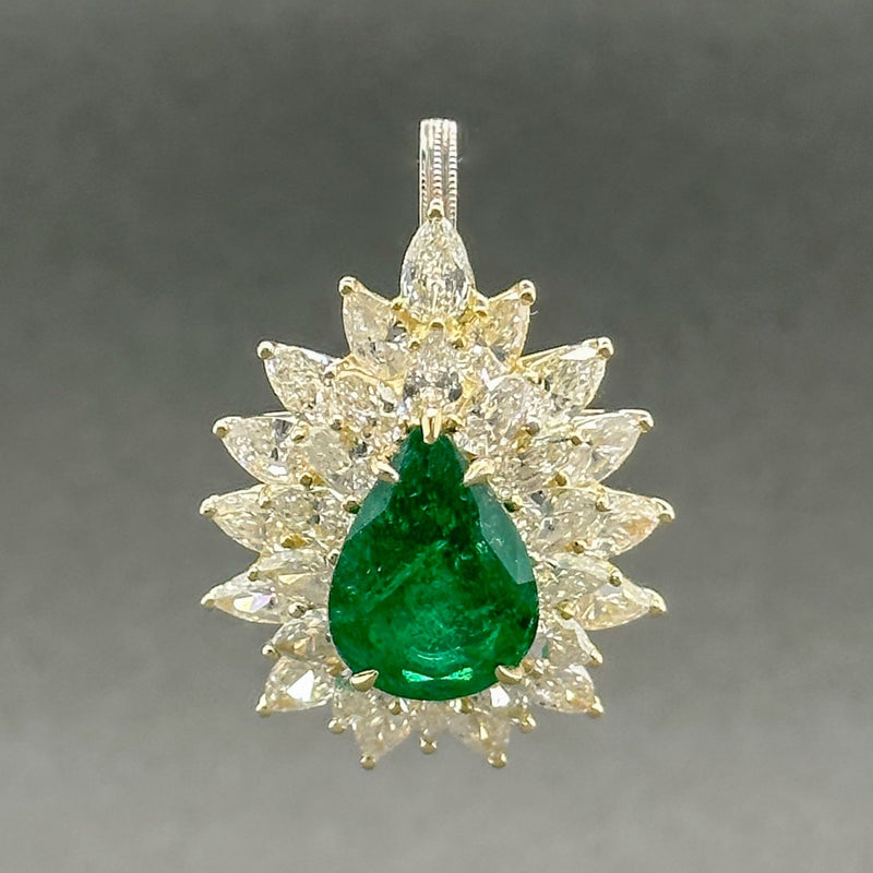 Estate 18K TT Gold 10.15cttw H-I/VS2-SI1 Diamond & 4.12ct Emerald Cocktail Ring GIA#6223922763 - Walter Bauman Jewelers