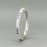 Estate 18K W Gold 0.19cttw Sapphire & 0.12cttw G-H/VS2-SI1 Diamond Eternity Ring - Walter Bauman Jewelers