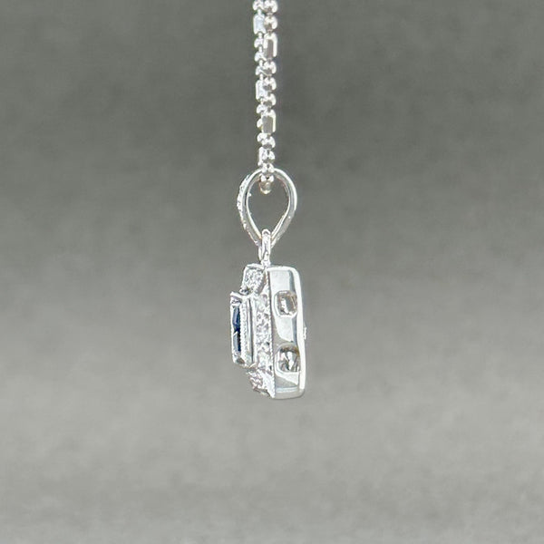 Estate 18K W Gold 0.28ctw G-H/SI1 Diamond & 0.08ctw Sapphire Pendant - Walter Bauman Jewelers