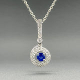 Estate 18K W Gold 0.38ct Sapphire & 28cttw G-H/VS2-SI1 Diamond Pendant - Walter Bauman Jewelers