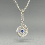 Estate 18K W Gold 0.38ct Sapphire & 28cttw G-H/VS2-SI1 Diamond Pendant - Walter Bauman Jewelers