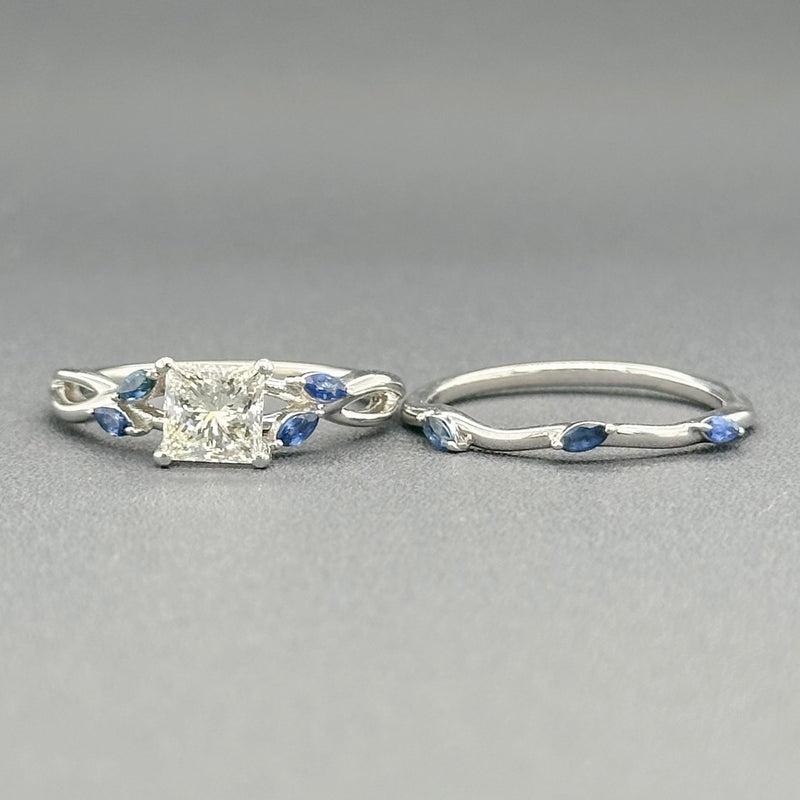 Estate 18K W Gold 1.03ct H/SI1 Diamond & 0.21cttw Sapphire Engagement Ring Set - Walter Bauman Jewelers