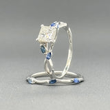 Estate 18K W Gold 1.03ct H/SI1 Diamond & 0.21cttw Sapphire Engagement Ring Set - Walter Bauman Jewelers