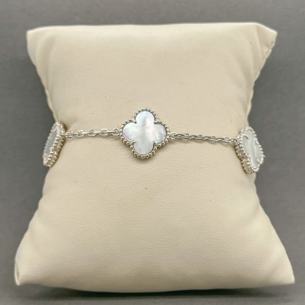 Estate 18K W Gold 13.50cttw Mother Of Pearl Clover Bracelet - Walter Bauman Jewelers
