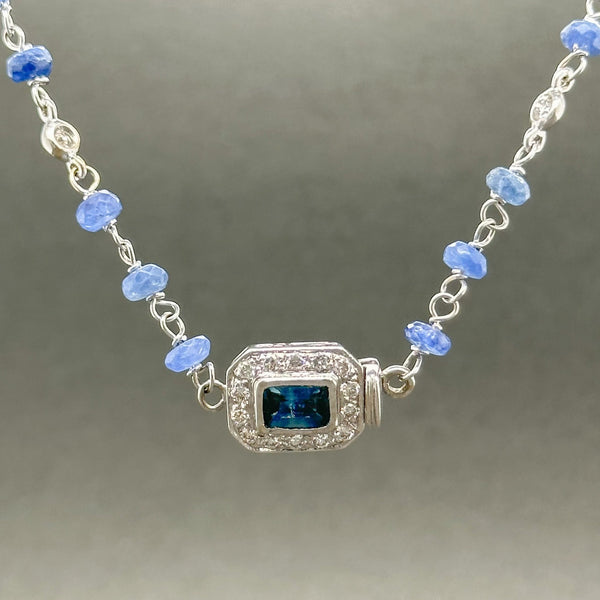 Estate 18K W Gold 18.73ctw Sapphire & 1.63ctw H-I/SI2-I1 Diamond Necklace - Walter Bauman Jewelers