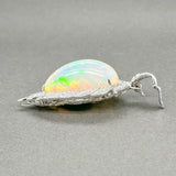 Estate 18K W Gold 20.21ct Opal & 0.75ctw H-I/SI1-2 Diamond Feather Pendant - Walter Bauman Jewelers