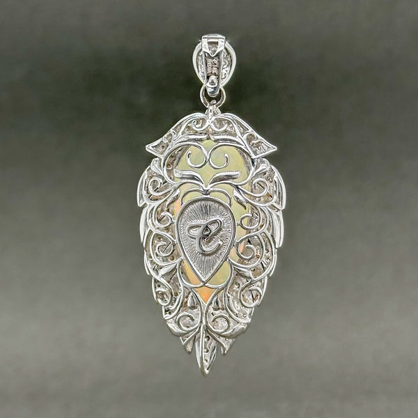 Estate 18K W Gold 20.21ct Opal & 0.75ctw H-I/SI1-2 Diamond Feather Pendant - Walter Bauman Jewelers