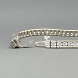 Estate 18K W Gold 3.70cttw G-H/SI1-2 Diamond & 0.07ct Ruby Tennis Bracelet - Walter Bauman Jewelers