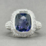 Estate 18K W Gold 4.25ct Iolite & 3.76ctw G-H/VS1-2 Diamond Ring - Walter Bauman Jewelers