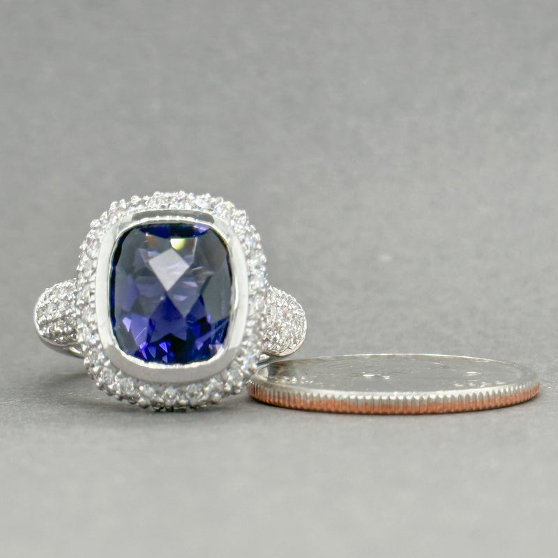 Estate 18K W Gold 4.25ct Iolite & 3.76ctw G-H/VS1-2 Diamond Ring - Walter Bauman Jewelers