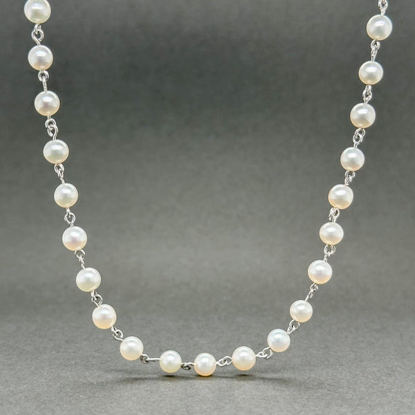 Estate 18K W Gold 4.3-4.6mm Akoya Pearl Tincup Necklace - Walter Bauman Jewelers