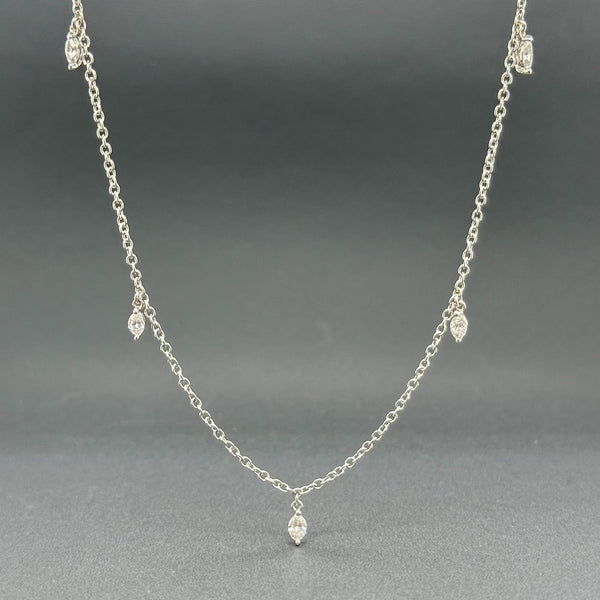 Estate 18K W Gold .45ctw G-H/SI1-2 Marquise Diamond Drop Necklace - Walter Bauman Jewelers