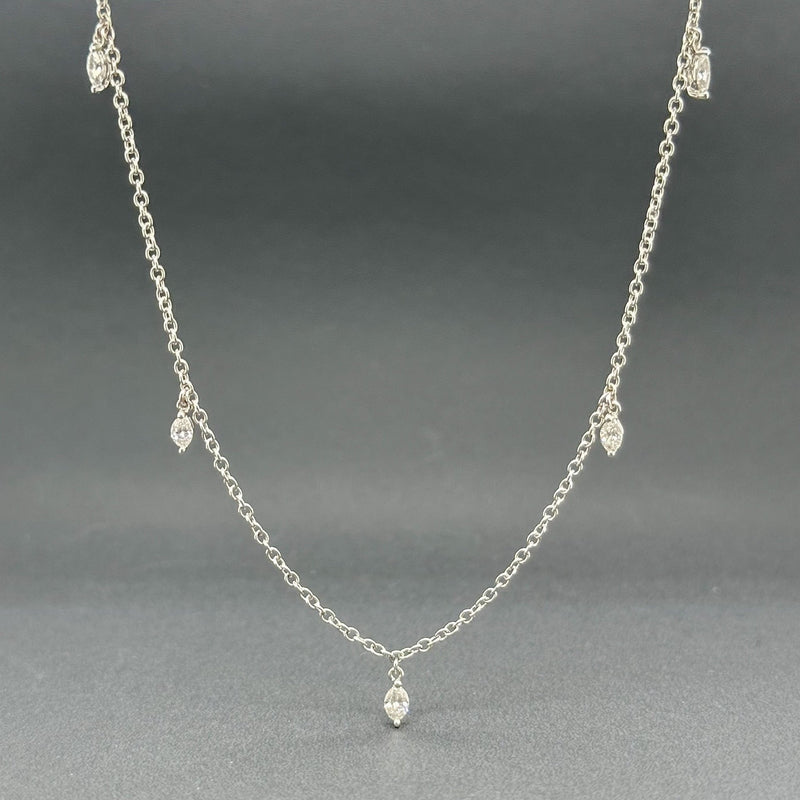 Estate 18K W Gold .45ctw G-H/SI1-2 Marquise Diamond Drop Necklace - Walter Bauman Jewelers