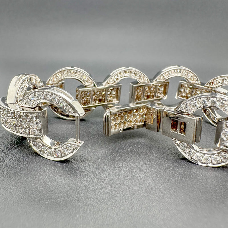 Estate 18K W Gold 9.54cttw G-H/VS1-2 Diamond Circle Link Bracelet - Walter Bauman Jewelers