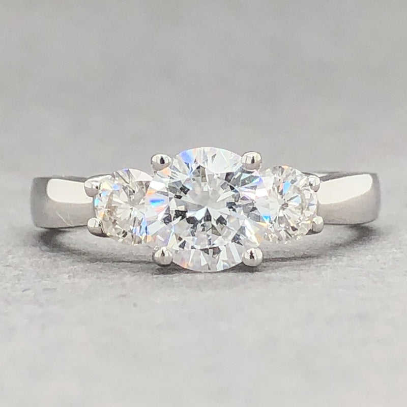 Estate 18K W Gold CZ cntr & 0.55cttw Diamond 3 Stone Engagement Ring Setting - Walter Bauman Jewelers