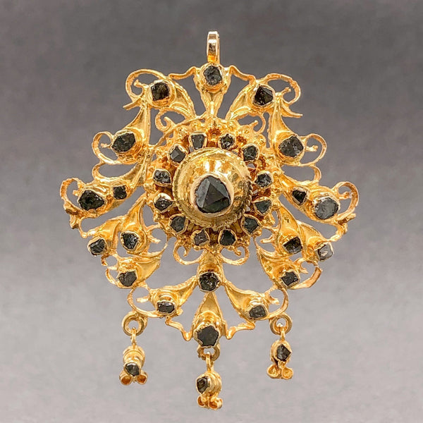 Estate 18K Y Gold 0.24cttw Black Diamond Pendant - Walter Bauman Jewelers