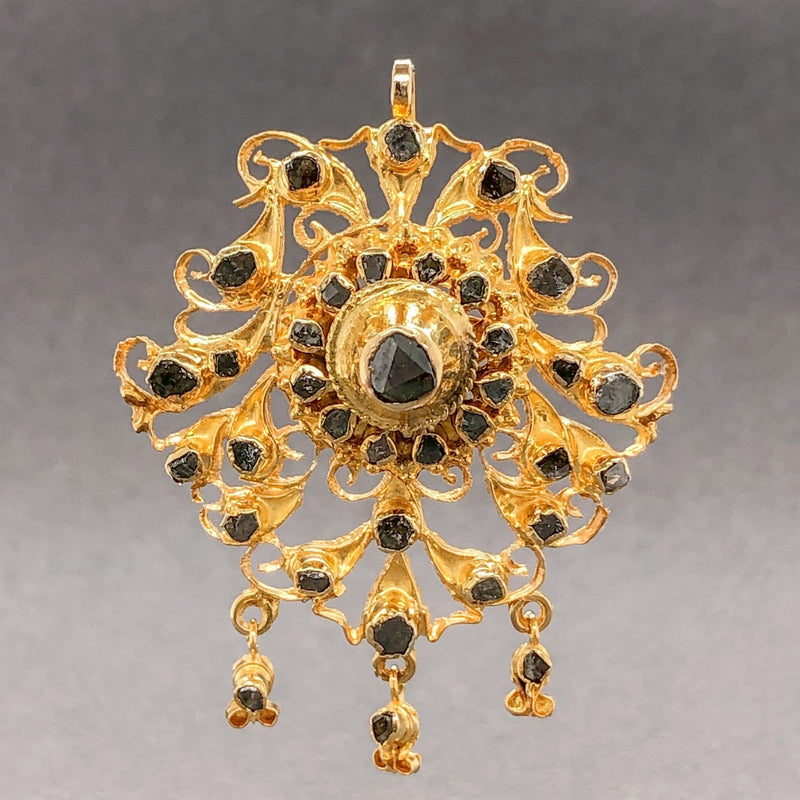 Estate 18K Y Gold 0.24cttw Black Diamond Pendant - Walter Bauman Jewelers