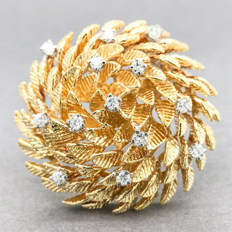 Estate 18K Y Gold 0.40cttw G-H/SI1-2 Diamond Floral Brooch - Walter Bauman Jewelers
