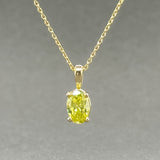 Estate 18K Y Gold 0.75ct Fancy Vivid Green/SI2 Oval Diamond Pendant - Walter Bauman Jewelers