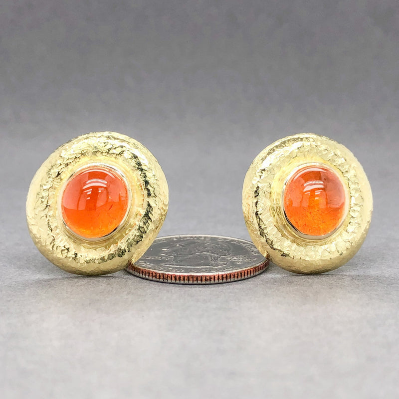 Estate 18K Y Gold 13.32cttw Citrine Button Earrings - Walter Bauman Jewelers