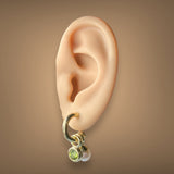 Estate 18K Y Gold 1.40cttw Peridot & Akoya Pearl Dangle Hoop Earrings - Walter Bauman Jewelers