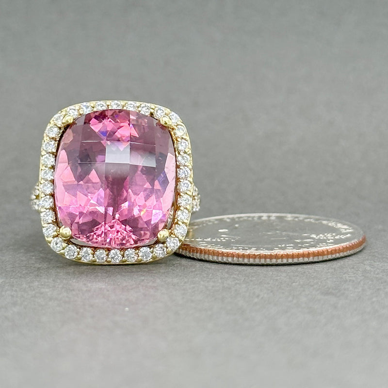 Estate 18K Y Gold 14.56ct Pink Tourmaline & 1.02ctw G-H/SI1-2 Diamond Ring - Walter Bauman Jewelers