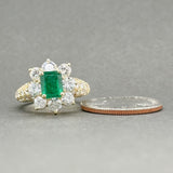 Estate 18K Y Gold 1.45ct Emerald & 2.78cttw G-H/VS1-SI1 Diamond Cocktail Ring - Walter Bauman Jewelers