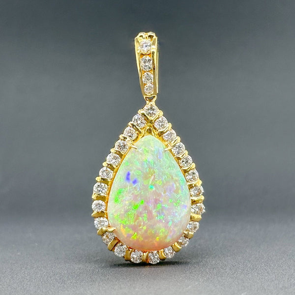 Estate 18K Y Gold 16.76ct Opal & 1.65cttw G-H/VS2-SI1 Diamond Pendant - Walter Bauman Jewelers