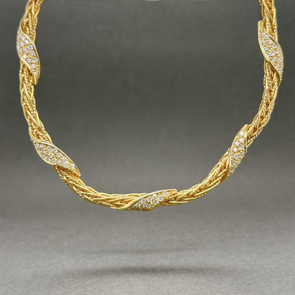 Estate 18K Y Gold 1.80ctw H-I/VS1-2 Diamond Turkish Braid Necklace - Walter Bauman Jewelers